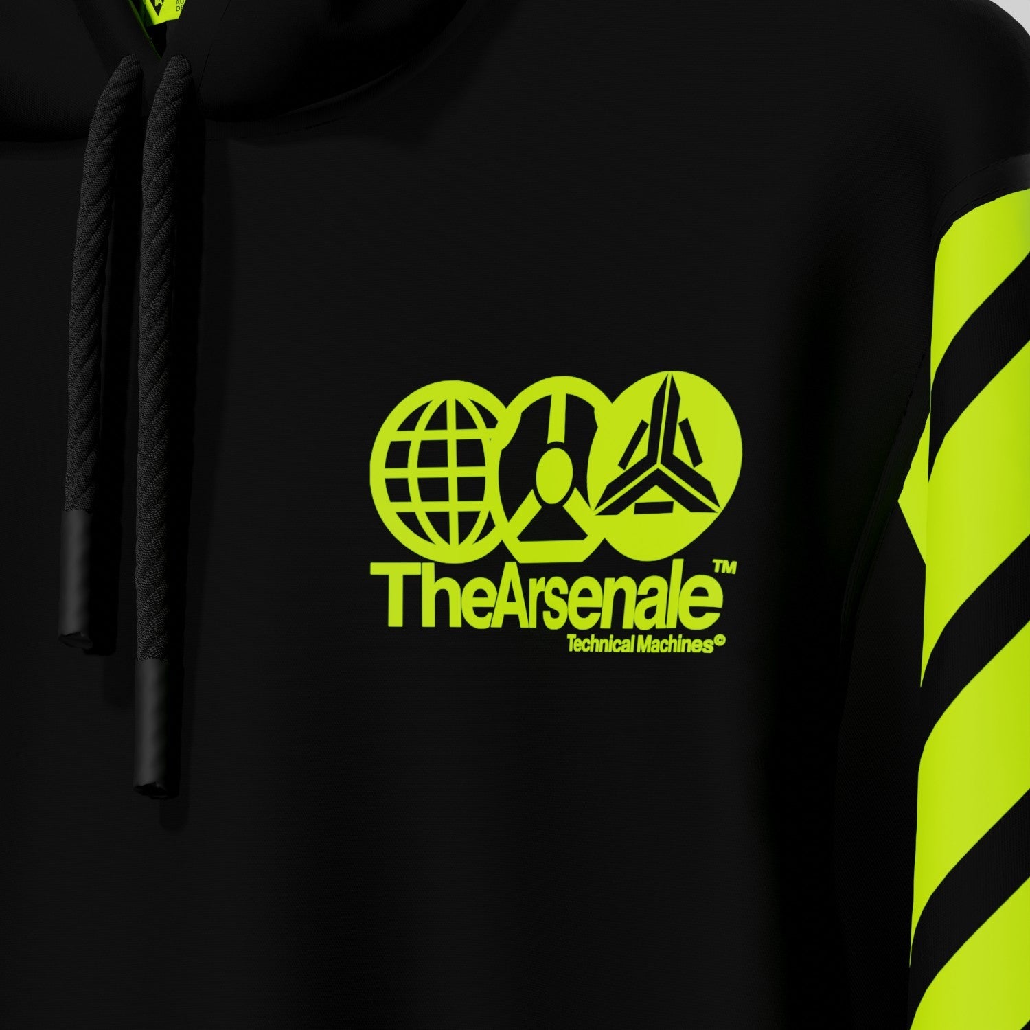 TRANSMISSION HOODIE BLACK YELLOW - TheArsenale